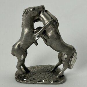 Vintage Cuter Pewter Horses Diamond Cut Rearing Horse Miniature 1.5" Western